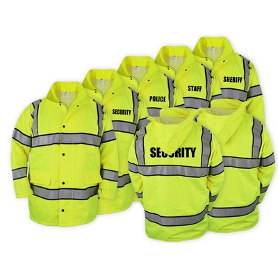 High Visibility Raincoat With Reflective Stripes (Lime Green)