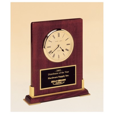 Rosewood Piano Finish Desk Clock w/ Metal Accents