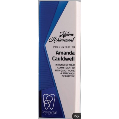 White Poly Resin with Blue Geometric Designs, 9.5"