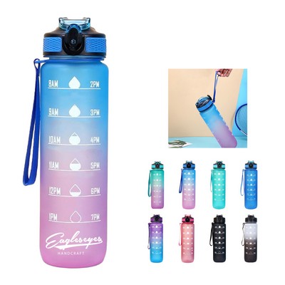 32 Oz Drinking Water Bottle with Time Marker