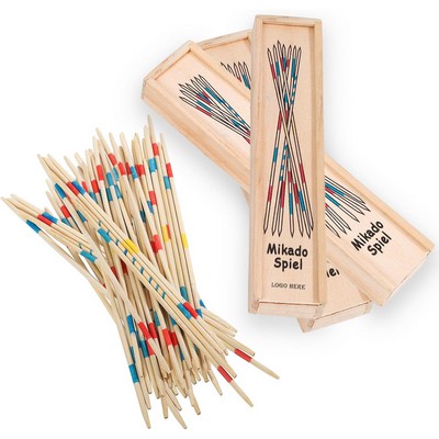 Kids Colorful Wooden Pick Up Sticks w/Easy to Carry Container