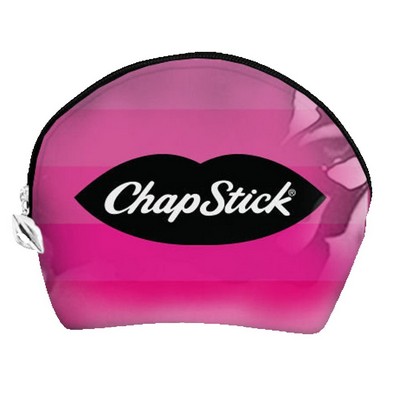 Half Moon Cosmetic Pouch with Clear Vinyl Overlay