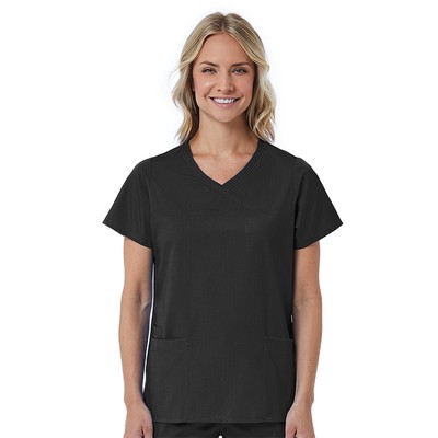 Maevn - Red Panda - Women's Three-Pocket Curved Mock Wrap Top
