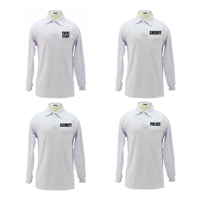 Tactical Performance Long Sleeves White Polo Shirt With Id