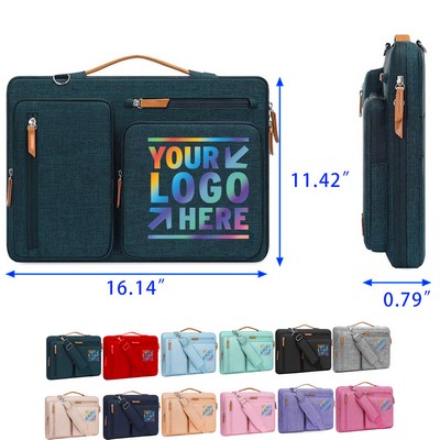 Protective Laptop Shoulder Bag 15 to 15.6" Computer Bag with 4 Zipper Pockets and Handle