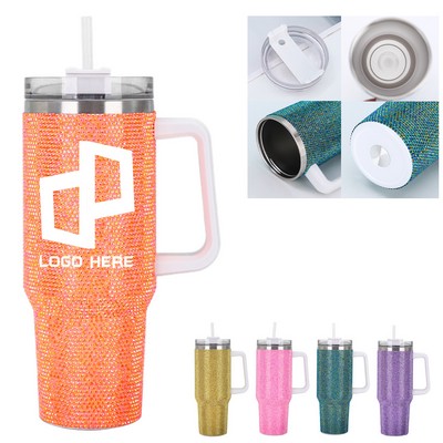 40 Oz Bling With Handle Rhinestones Tumbler