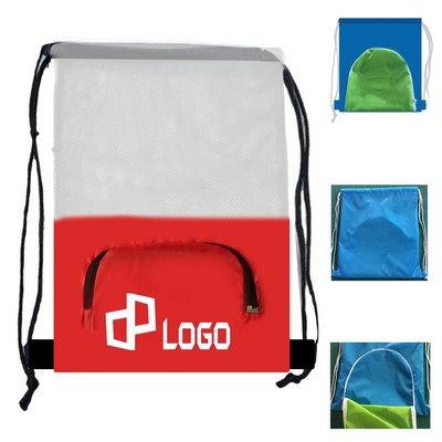 14.57X17.72" Terylene/Mesh Drawstring Backpack