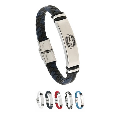 Interwoven Stainless Steel Leather Band