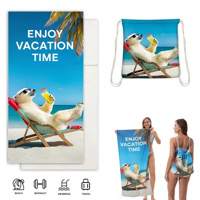 2-in-1 Microfiber Beach Towel Backpack