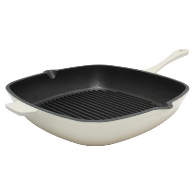 BergHoff Neo 11" Cast Iron Square Grill Pan, Meringue