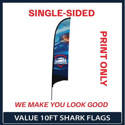 Value 10' Shark Flag - Single Sided Graphic Only