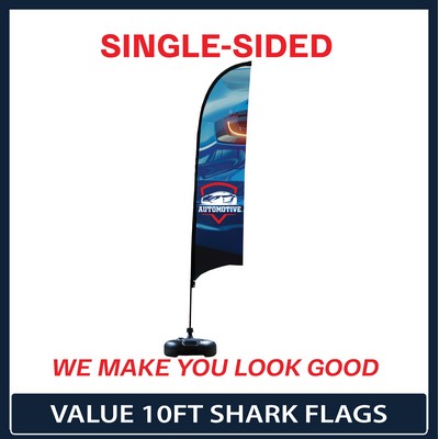 Value 10' Shark Flag - Single Sided Graphic Water Base