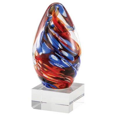 Orange and Blue Art Glass Award 6.75"H