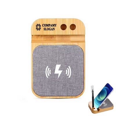 Bamboo Wireless Charger with Pen Holder
