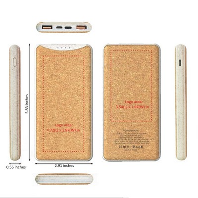 22.5W Eco Friendly Wheat Straw Cork Fast Charging Power Bank - 10000 Mah