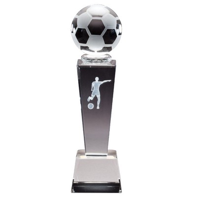 Female Soccer Crystal Trophy with Laser Engraved Figure (8 3/4" x 2 1/2")