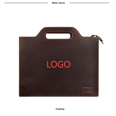 Mens Retro Leather Briefcase Waterproof Business Travel Vacation Laptop Bag