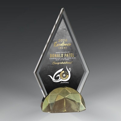 Acrylic Triangle in Gold Semicircle Base