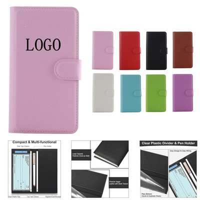 Genuine Leather Checkbook Wallet Cover