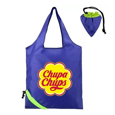 Folding Tote Bag with Drawstring Pouch – 210D Polyester (13" x 15" with 8" Handle)