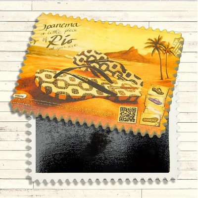 Postage Stamp Stone Magnet - Horizontal Print