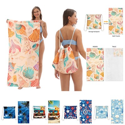 2-in-1 Foldable Storage Beach Towel Bath
