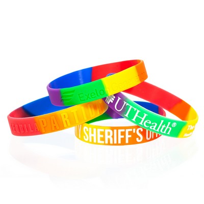 1/2" Rush Segmented Rainbow Silicone Wristband