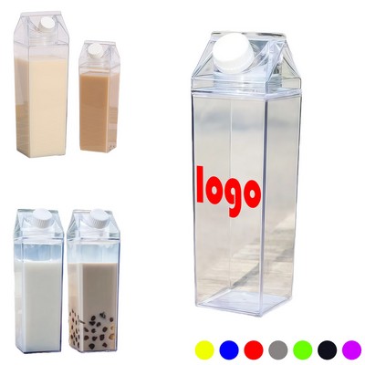 17 Oz Reusable Clear Plastic Milk Carton Water Bottle