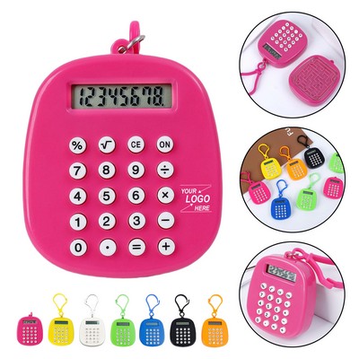 Mini Electronic Calculator Keychain with Maze Luggage Tag