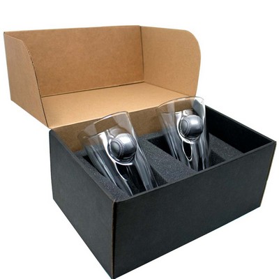 Baseball Embedded Pint Glass Gift Set