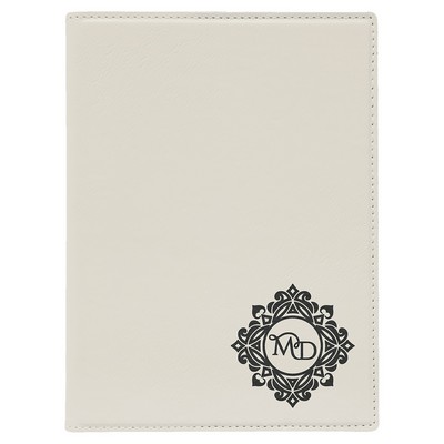 7" x 9" White Leatherette Small Portfolio with Notepad