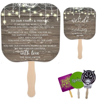 Customized Shape Paper Fan With Wooden Handle