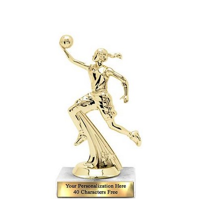 Trophy 7", 2X3 White Marble Base, Star Figure Female - Gold