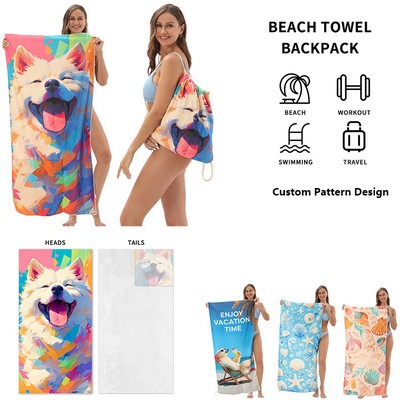 2-in-1 Foldable Beach Bath Towel Storage Bag