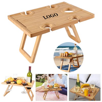 Portable Bamboo Beverage Table