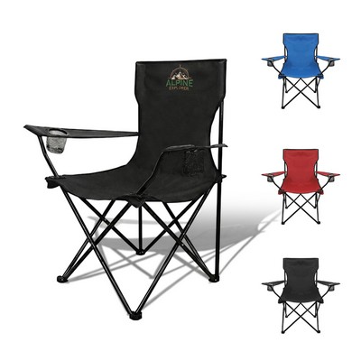 Premium Folding Chair W/ Cup Holders & Carry Bag (300lb Capacity)