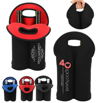 Neoprene 2-Bottle Wine Tote Soft Insulated and Protective
