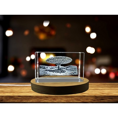 Socotra Island 3D Engraved Crystal Trophy Award w/LED Base - Recognition of Nature's Beauty