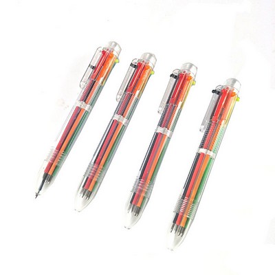 6 Colors Transparent Barrel Ballpoint Pen