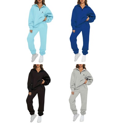 Women's Half-Zip Fleece Sweatsuit & Jogger Set