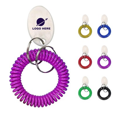 Stretchable Wrist Coil Keychain with Custom Tag