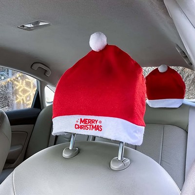 Santa Hat Car Seat Headrest Covers