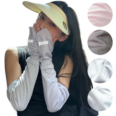 Women's Ice Silk Arm Sleeves with Thumb Hole