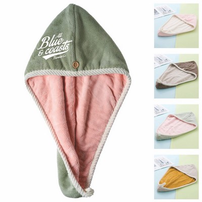 Microfiber Two Side Wear Hair Towel Wrap with Button