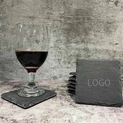4 Pack Black Slate Stone Coaster