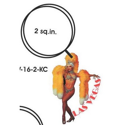 Showgirl in Yellow Key Chain w/Clear Mirror Back (2 Square Inch)