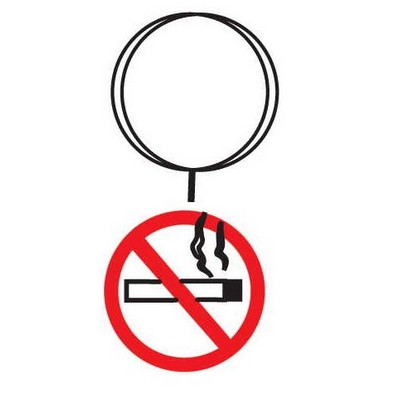 No Smoking Sign Gift Shop Key Chain w/Clear Mirrored Back (2 Square Inch)