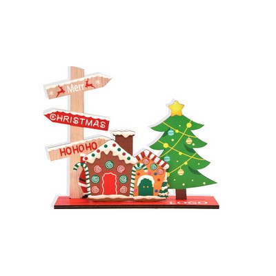 Wooden Gingerbread House Signpost Detachable Christmas Decor