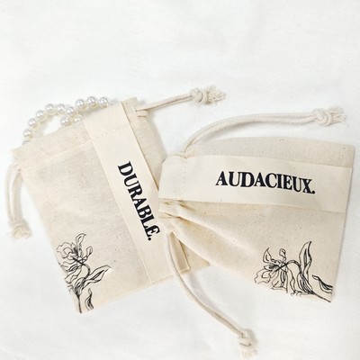 Sustainable Slub-Cotton Drawstring Pouch