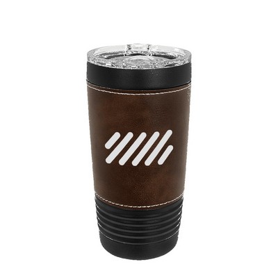 Polar Camel 20 oz Leahterette Black Metal Tumbler w/ Slide Lid